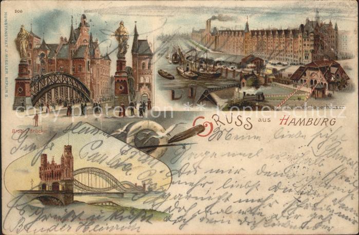 HAMBURG  CITY Freihafen Lagerhaeuser Brooks Bruecke Neue Elbbruecke
