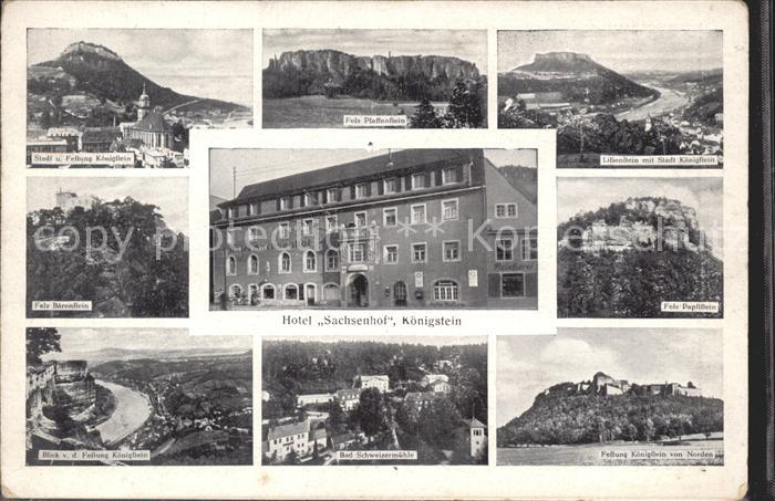 Koenigstein Saechsische Schweiz Stadt und Festung Pfaffenstein Lilienstein Baere