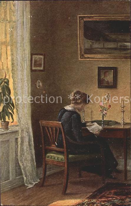 Kuenstlerkarte H. Hilsoe Ein sonniger Winkel Daenische Kunst