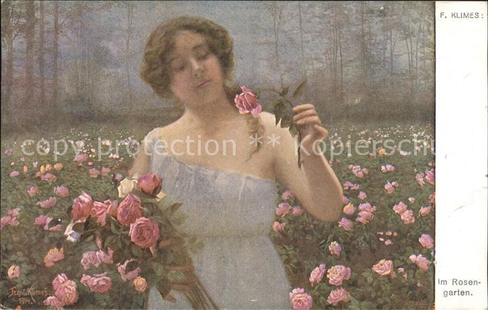 Kuenstlerkarte F. Klimes Im Rosengarten