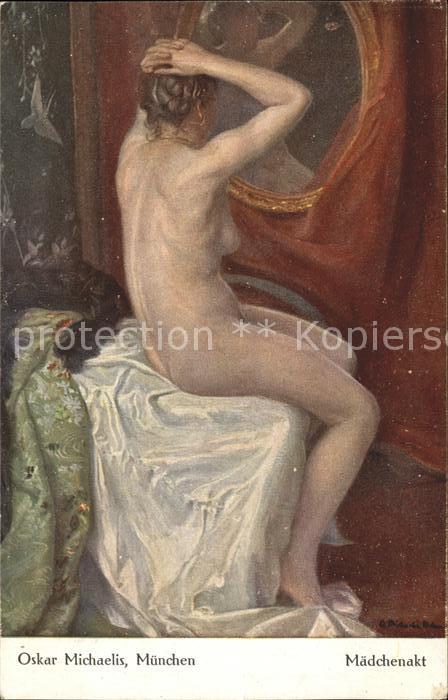 Kuenstlerkarte Oskar Michaelis Maedchenakt