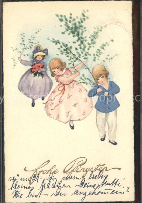 Kinder Child Enfants Pfingsten Blumen