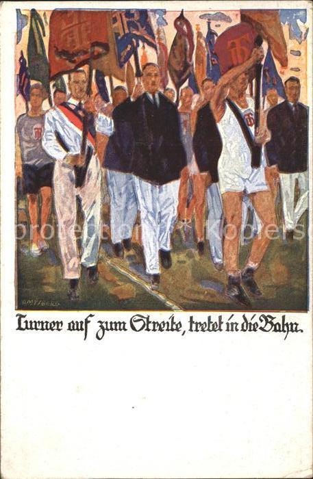 Turnen Kuenstlerkarte Amtsberg Streit Fahnen Deutsche Turnerschaft