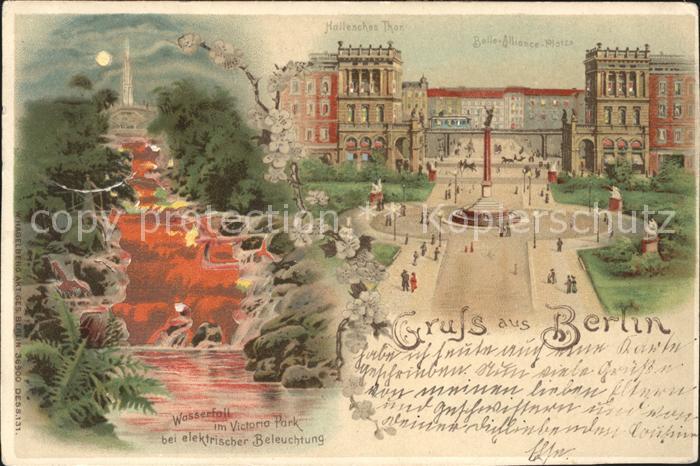 Verlag Hagelberg W. Nr. 36900 Berlin Wasserfall Victoria-Park Belle-Alliance-Pla