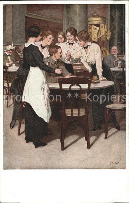 Wennerberg Brynolf Kriegspostkarte Nr. 11 Der Stammgast Cafe
