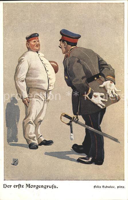 Schulze Felix Der erste Morgengruss Soldat Offizier Schwert Militaria
