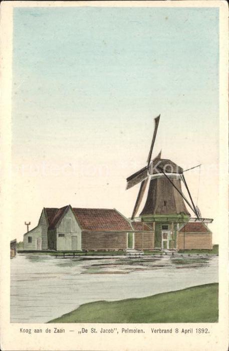 Windmuehle Koog aan de Zaan St. Jacob Pelmolen Verbrand