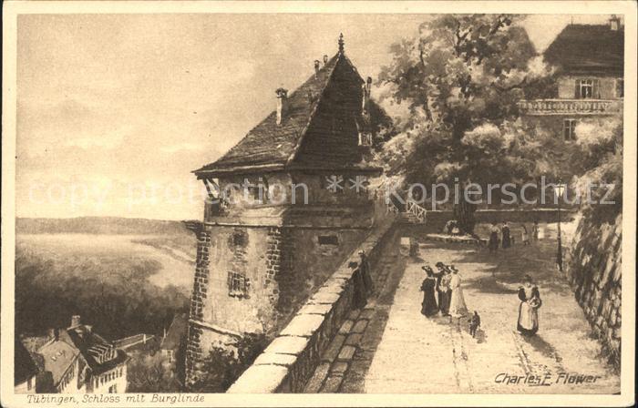 Verlag Tucks Oilette Nr. 1615 Tuebingen Schloss Hohentuebingen Charles E. Flower
