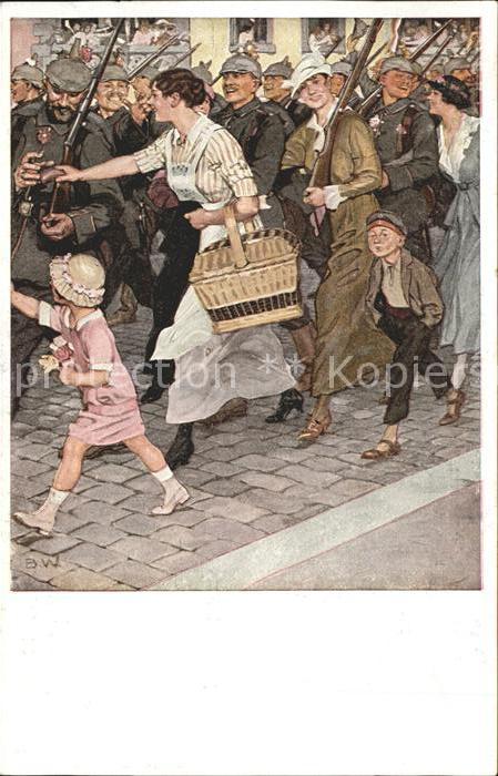 Wennerberg Brynolf Kriegspostkarte Nr. 7 Ausmarsch Soldaten