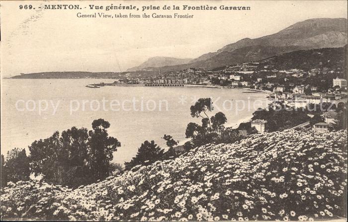 Menton Alpes Maritimes Vue generale prise de la Frontiere Gara