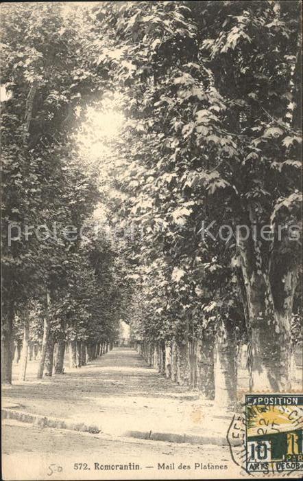 Romorantin-Lanthenay Mail des Platanes Stempel auf AK