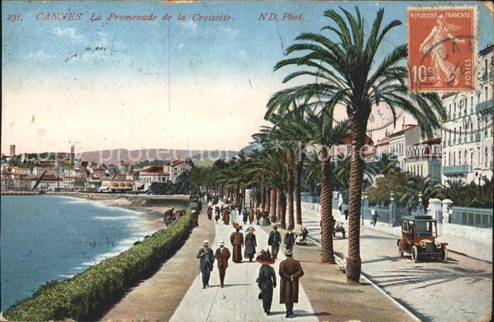 Cannes Alpes-Maritimes Promenade de la Croisette Palmier Stempel auf AK