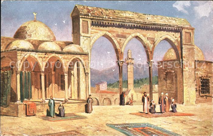 Jerusalem Yerushalayim Plattform des Felsendomes Kuenstlerkarte