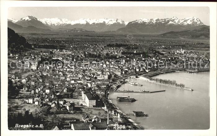 Bregenz Vorarlberg Panorama Hafen Bodensee Rheintal Schweizer Berge