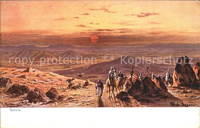 Sahara Abendstimmung Kuenstlerkarte Serie 756 Mittelmeer No. 8