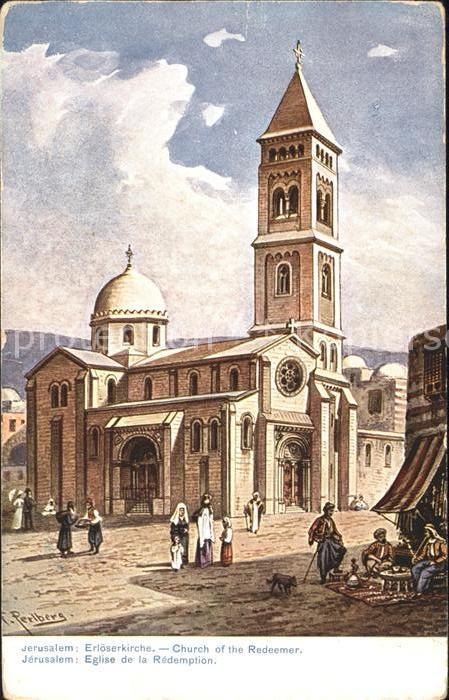 Jerusalem Yerushalayim Erloeserkirche Kuenstlerkarte Serie 763 Palaestina No. 15