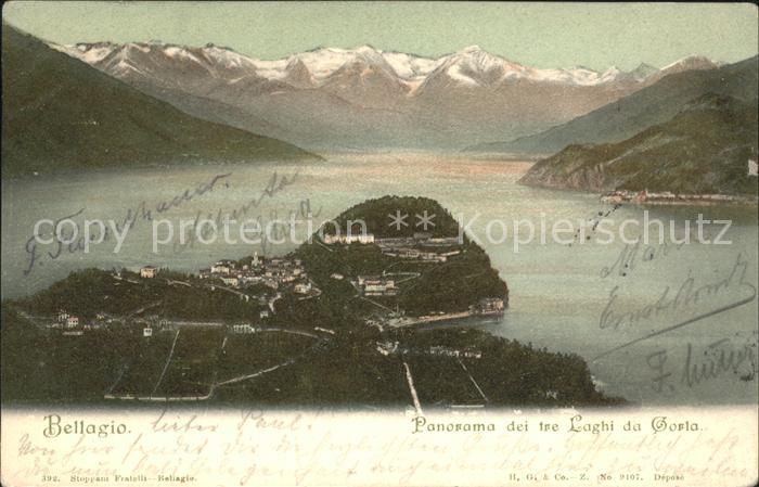 Bellagio Lago di Como Panorama dei tre Laghi da Gorla