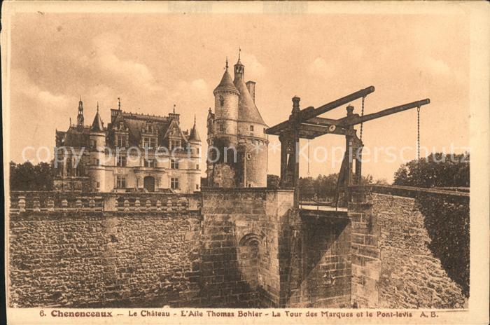 Chenonceaux Indre et Loire Chateau Aile Thomas Bohler Tour des Marques Pont levi