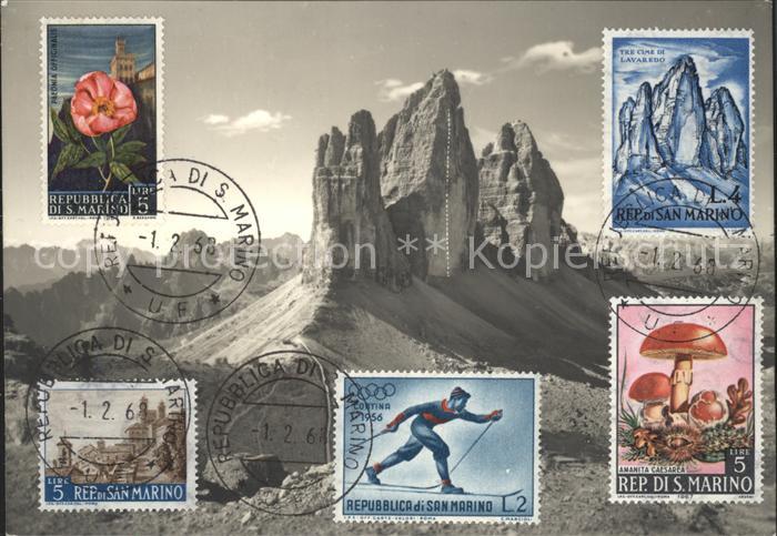 Tre Cime Di Lavaredo Via Sassoni Invernale 1963 Sonderbriefmarken