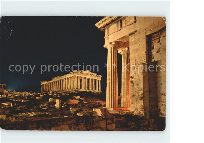 Athenes Athen Akropolis beleuchtete Parthenon Tempel Antike