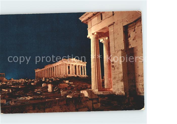 Athenes Athen beleuchtete Akropolis Parthenon und Propylae Tempel Antike