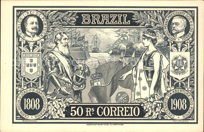 Brasilien Brazil 50 Rs. Correio Don Carlos de Portugal A