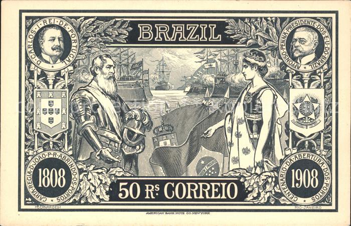 Brasilien Brazil 50 Rs. Correio Don Carlos de Portugal A