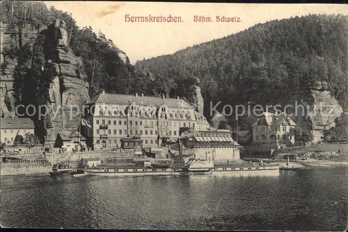 Herrnskretschen Boehmen Blick von der Kamnitz aus
