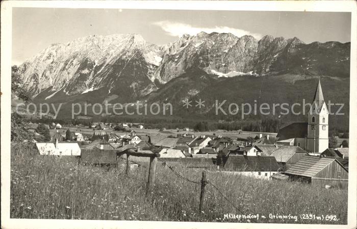 Bad Mitterndorf Ortsansicht mit Kirche Grimming Dachsteingebirge
