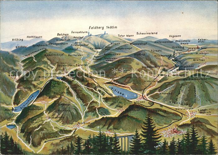 Feldberg Schwarzwald Panoramakarte Titisee Schluchsee Belchen