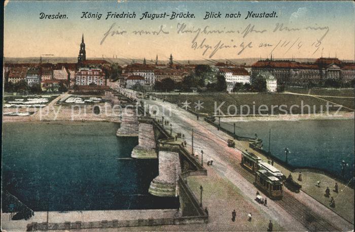 DRESDEN Elbe Koenig Frieddrich August Bruecke Neustadt