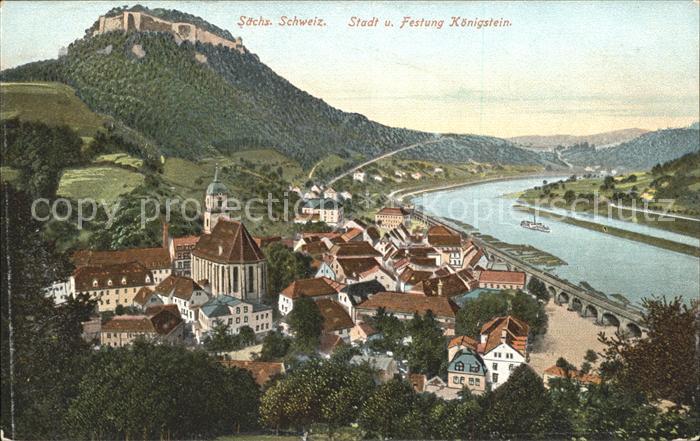 Koenigstein Saechsische Schweiz Stadt Festung Dampfer