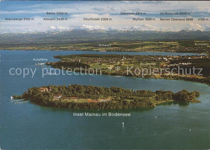 Mainau Fliegeraufnahme Kreuzberge Altmann Saentis Churfirsten Glaernisch