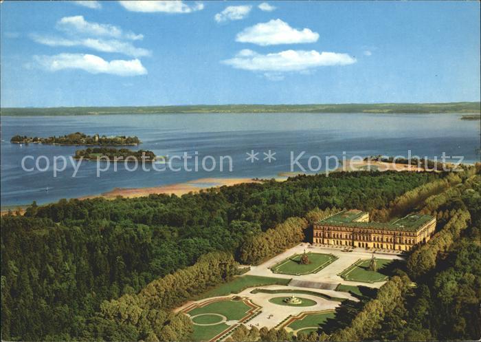 Herrenchiemsee Fliegeraufnahme Koenigsschloss Fraueninsel