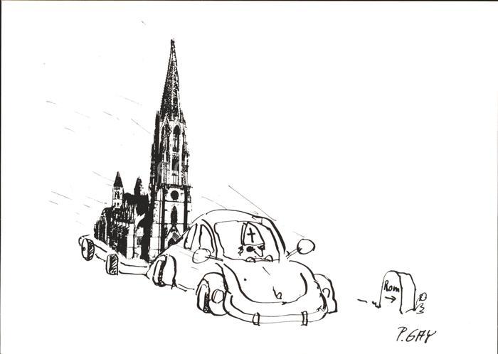 Freiburg Breisgau Kuenstlerkarte P. Gay Karikaturen Bischof Muenster Weg nach Ro