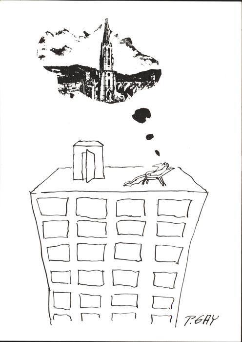 Freiburg Breisgau Kuenstlerkarte P. Gay Karikaturen Muenster