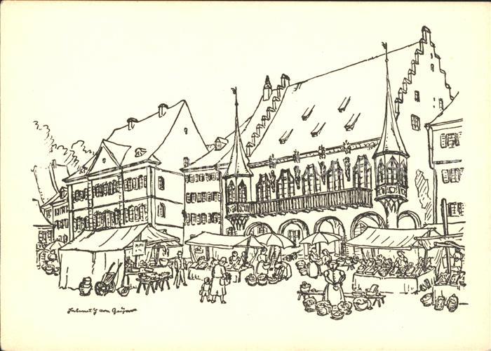 Freiburg Breisgau Kaufhaus Original-Zeichnung H.v. Geyer