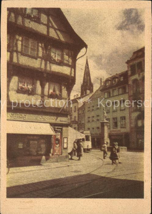 Freiburg Breisgau Altes Fachwerthaus Bertoldsbrunnen