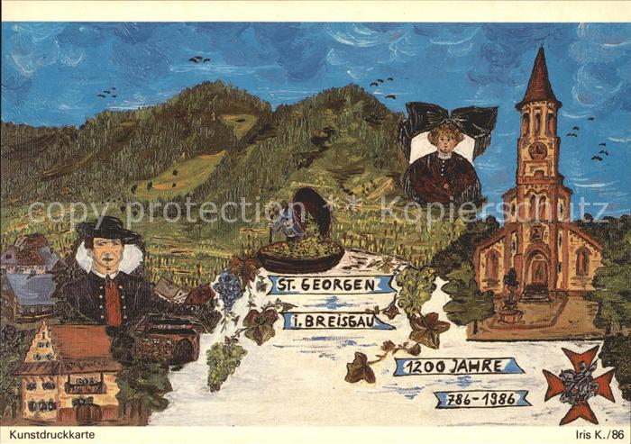 Freiburg Breisgau Kunstdruckkarte St. Georgen Kirche