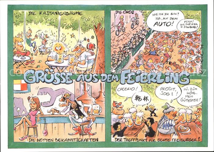 Freiburg Breisgau Feierling Karikaturen Kastanienbaeume netten Bekanntschaften T