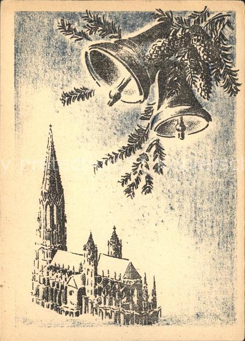 Freiburg Breisgau Muenster Weihnachtsglocken Orig. Litho