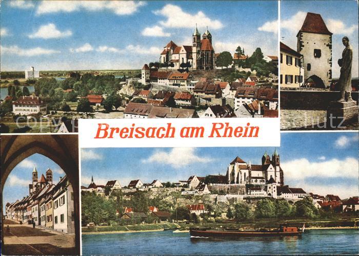 Breisach Rhein Lastkahn Kirche Strassenansicht