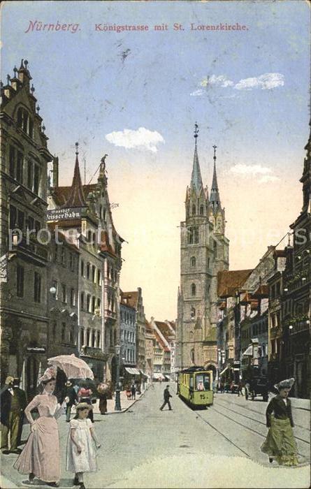 NueRNBERG  CITY Koenigstrasse St. Lorenzkirche Strassenbahn