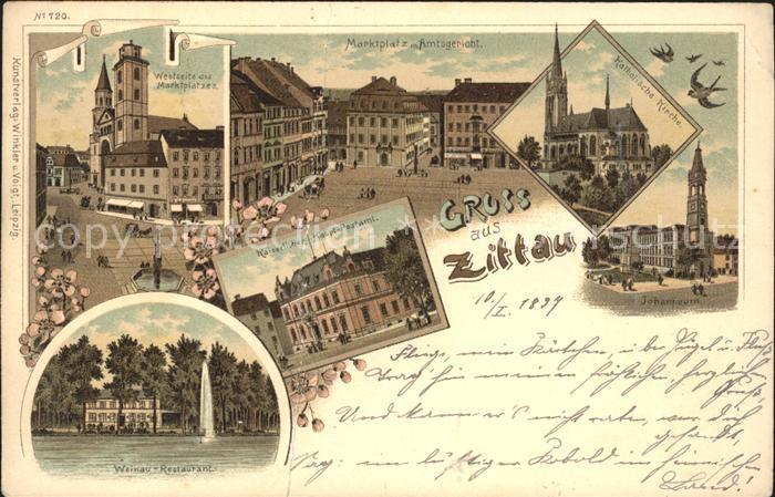 Zittau Marktplatz Amtsgericht Weinau-Restaurant Postamt