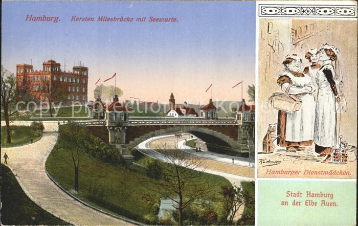 HAMBURG CITY Kersten Milesbruecke Seewarte Hamburger Dienstmaedchen