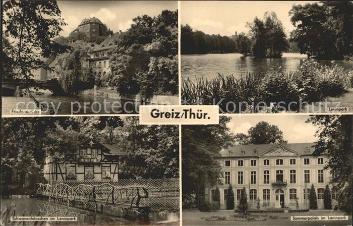 Greiz Thueringen Friedensbruecke Schwanenhaeuschen Leninpark Sommerpalais