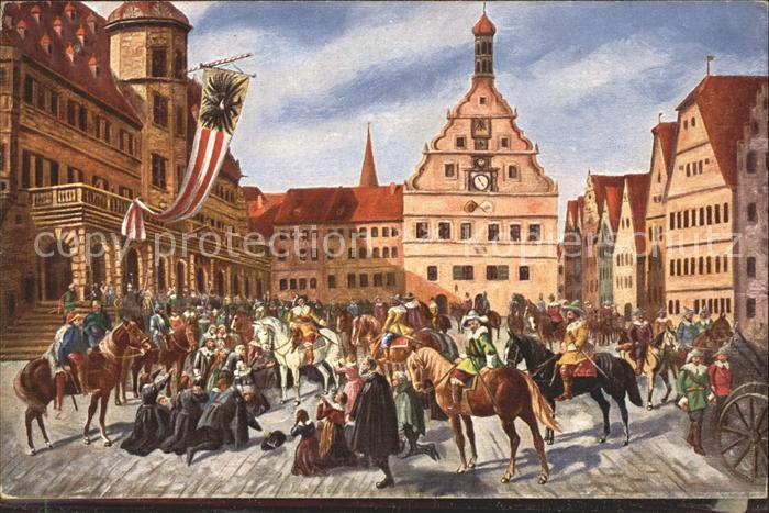 Rothenburg Tauber Einzug Tillys Kuenstlerkarte F. Birkmeyer