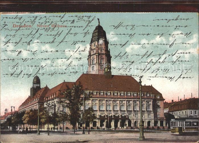 DRESDEN Elbe Neues Rathaus Strassebahn
