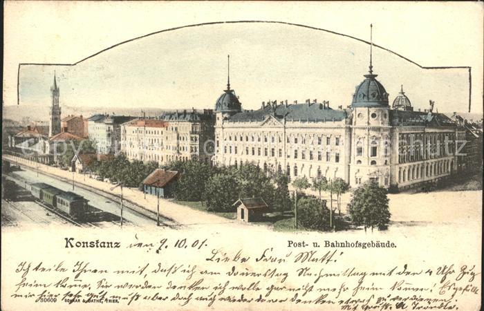 Konstanz Bodensee Post und Bahnhofsgebaeude