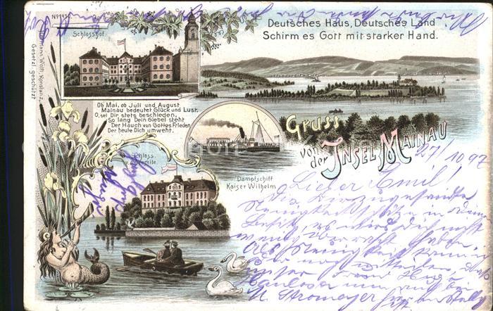 Insel Mainau Schlosshof Schloss Dampfschiff Kaiser Wilhelm Panorama